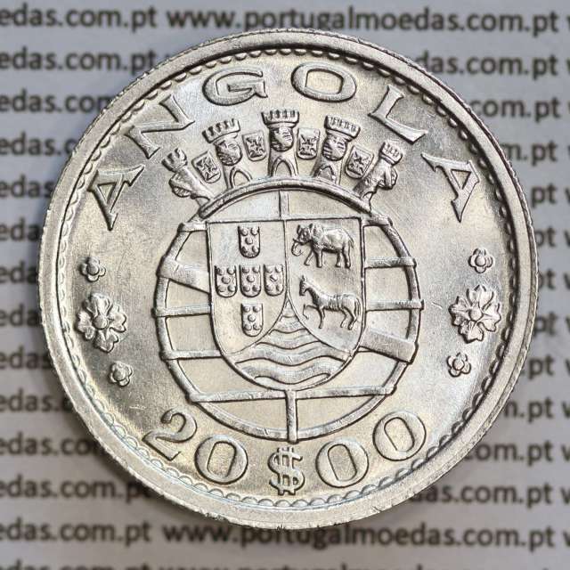 Angola, 20$00 1952 prata, 20 escudos prata 1952 Angola Ex-colónia Portuguesa, (Bela/Soberba), World Coins Angola KM 74