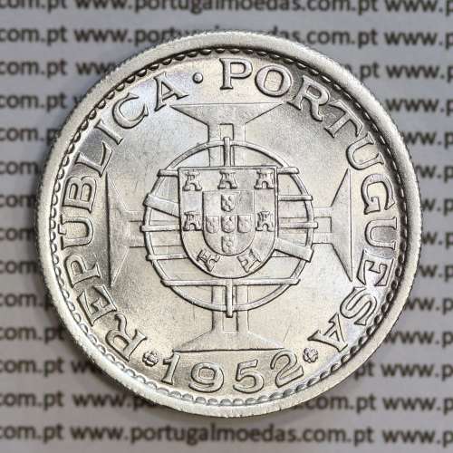 Angola, silver coin of 20 Escudos 1952, 20$00 silver 1952 of former portuguese colony of Angola, (XF/UNC), W. Coins Angola KM74