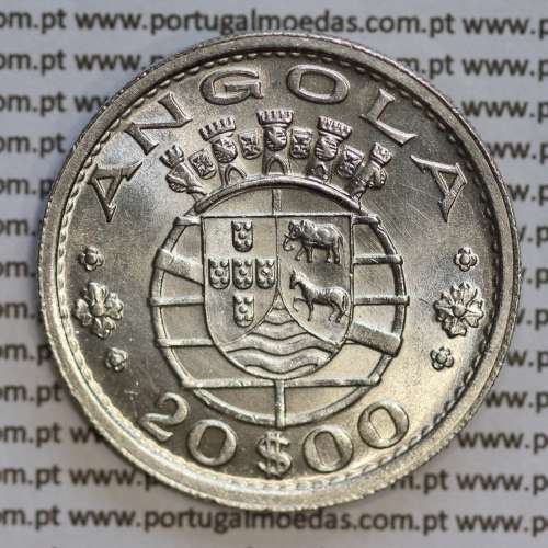 Angola, 20$00 1952 prata, 20 escudos prata 1952 Angola Ex-colónia Portuguesa, (Bela/Soberba), World Coins Angola KM 74