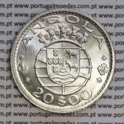Angola 20$00 1955 prata, (20 escudos prata 1955), (Soberba) 20 Escudos silver 1955 World Coins Angola KM 74