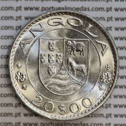 Angola 20$00 1972 Níquel, (20 escudos Níquel 1972), (Soberba) 20 Escudos Nickel 1972 World Coins Angola KM 80