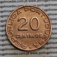 Moçambique, 20 centavos 1936 cobre da Ex-Colónia Portuguesa de Moçambique, (MBC+), World Coins Mozambique KM 64