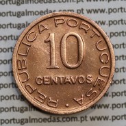 Moçambique,10 centavos 1936 Cobre, ("$10" centavos cobre 1936), (MBC+) Ex-Colónia Moçambique, World Coins Mozambique KM63