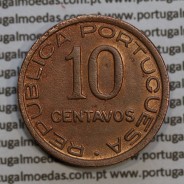 Mozambique, Copper coin of 10 Centavos 1936 of Former Portuguese Colony of Mozambique, (VF+), World Coins Mozambique KM 63