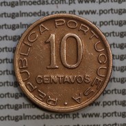 Moçambique 10 centavos 1942 cobre, "$10" centavos cobre 1942, (MBC+) Ex-Colónia Moçambique, World Coins Mozambique KM 72