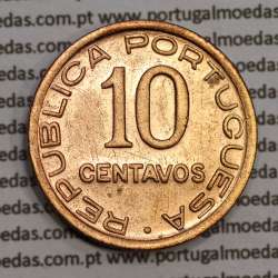 Moçambique 10 centavos 1942 cobre, "$10" centavos cobre 1942, (MBC+/Bela) Ex-Colónia Moçambique, World Coins Mozambique KM 72