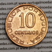 Moçambique 10 centavos 1942 cobre, "$10" centavos cobre 1942, (MBC+/Bela) Ex-Colónia Moçambique, World Coins Mozambique KM 72