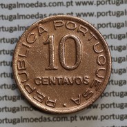 Moçambique 10 centavos 1942 cobre, "$10" centavos cobre 1942, (MBC) Ex-Colónia Moçambique, World Coins Mozambique KM 72