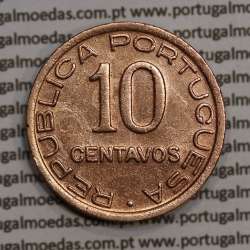 Moçambique 10 centavos 1942 cobre, "$10" centavos cobre 1942, (MBC) Ex-Colónia Moçambique, World Coins Mozambique KM 72