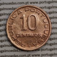 Moçambique 10 centavos 1942 cobre, "$10" centavos cobre 1942, (MBC) Ex-Colónia Moçambique, World Coins Mozambique KM 72