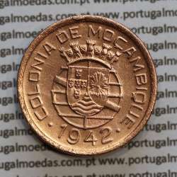 Moçambique 10 centavos 1942 cobre, "$10" centavos cobre 1942, (MBC) Ex-Colónia Moçambique, World Coins Mozambique KM 72