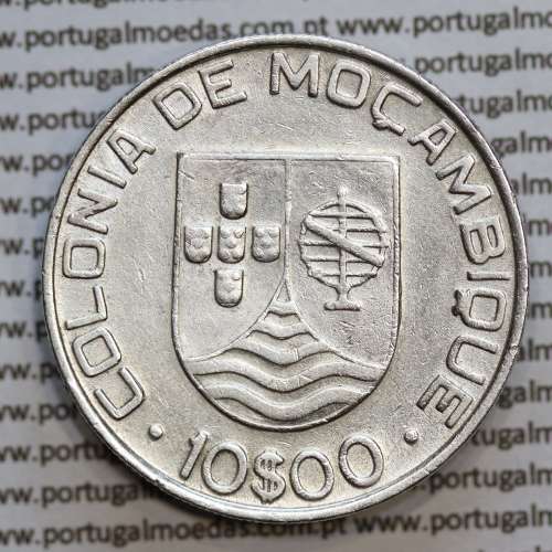 Moçambique 10$00 1936 Prata, 10 escudos 1936 em prata, Ex-Colónia Portuguesa, (MBC), World Coins Mozambique KM#67