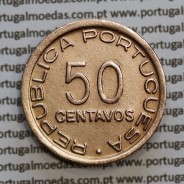 Moçambique 50 centavos 1945 Bronze, "$50" centavos bronze1945, (Bela) Ex-Colónia Moçambique, World Coins Mozambique KM 73
