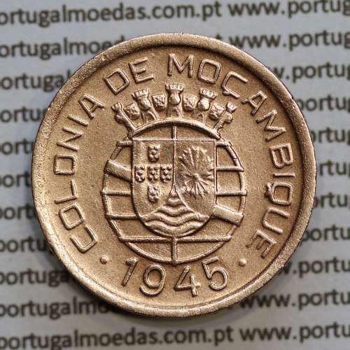 Moçambique 50 centavos 1945 Bronze, "$50" centavos bronze1945, (Bela) Ex-Colónia Moçambique, World Coins Mozambique KM 73