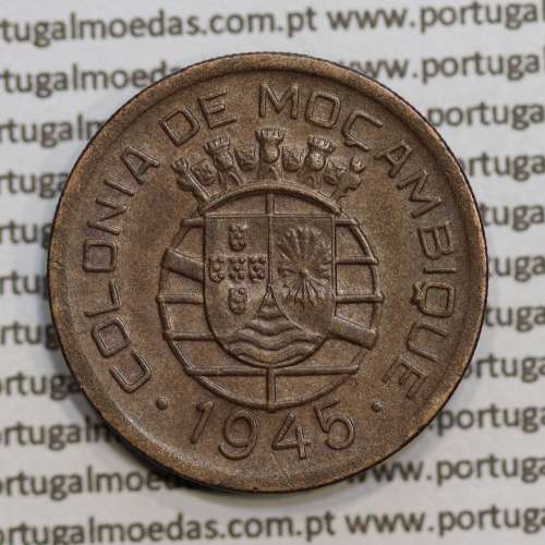 Mozambique, bronze coin of 50 Centavos 1945 of Former Portuguese Colony of Mozambique, (XF/UNC), World Coins Mozambique KM 73