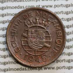 Moçambique 50 centavos 1945 Bronze, "$50" centavos bronze1945, (Bela-) Ex-Colónia Moçambique, World Coins Mozambique KM 73
