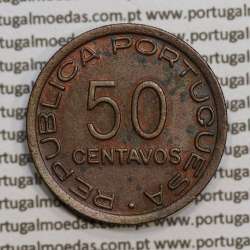 Moçambique 50 centavos 1945 Bronze, "$50" centavos bronze1945, (Bela-) Ex-Colónia Moçambique, World Coins Mozambique KM 73