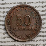 Moçambique 50 centavos 1945 Bronze, "$50" centavos bronze1945, (Bela-) Ex-Colónia Moçambique, World Coins Mozambique KM 73