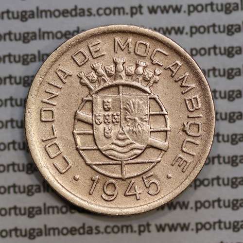 Moçambique 50 centavos 1945 Bronze, "$50" centavos bronze1945, (MBC+) Ex-Colónia Moçambique, World Coins Mozambique KM 73
