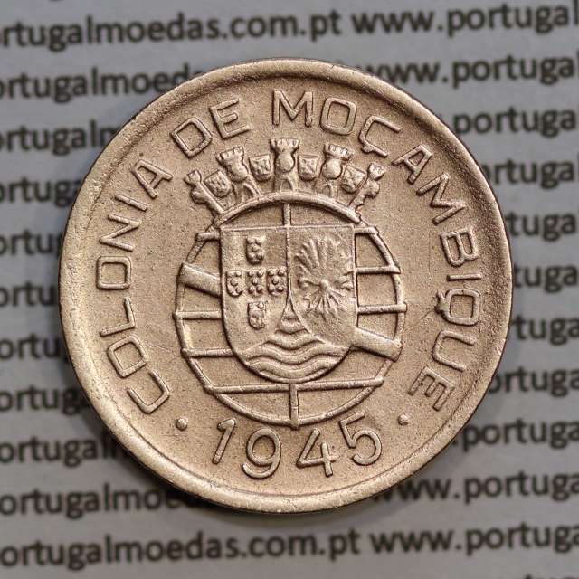 Moçambique 50 centavos 1945 Bronze, "$50" centavos bronze1945, (MBC+) Ex-Colónia Moçambique, World Coins Mozambique KM 73