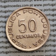 Moçambique 50 centavos 1945 Bronze, "$50" centavos bronze1945, (MBC+) Ex-Colónia Moçambique, World Coins Mozambique KM 73