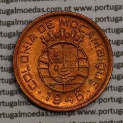 Moçambique 50 centavos 1945 Bronze, "$50" centavos bronze1945, (Bela) Ex-Colónia Moçambique, World Coins Mozambique KM 73