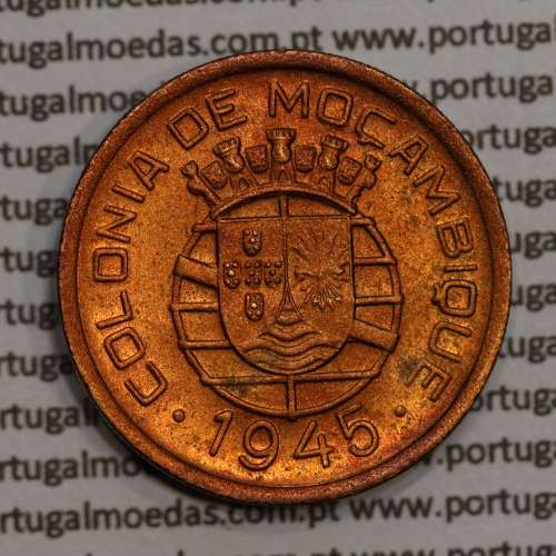 Moçambique 50 centavos 1945 Bronze, "$50" centavos bronze1945, (Bela) Ex-Colónia Moçambique, World Coins Mozambique KM 73