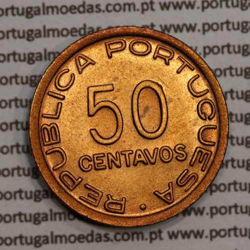 Moçambique 50 centavos 1945 Bronze, "$50" centavos bronze1945, (Bela) Ex-Colónia Moçambique, World Coins Mozambique KM 73