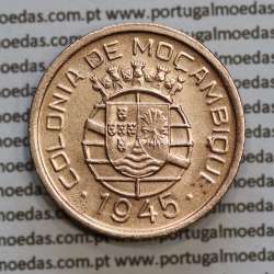 Moçambique 50 centavos 1945 Bronze, "$50" centavos bronze1945, (MBC+/Bela) Ex-Colónia Moçambique, World Coins Mozambique KM 73