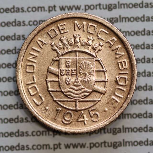 Moçambique 50 centavos 1945 Bronze, "$50" centavos bronze1945, (MBC+/Bela) Ex-Colónia Moçambique, World Coins Mozambique KM 73