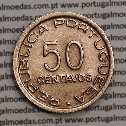 Moçambique 50 centavos 1945 Bronze, "$50" centavos bronze1945, (MBC+/Bela) Ex-Colónia Moçambique, World Coins Mozambique KM 73