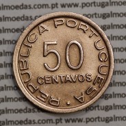 Moçambique 50 centavos 1945 Bronze, "$50" centavos bronze1945, (MBC+/Bela) Ex-Colónia Moçambique, World Coins Mozambique KM 73