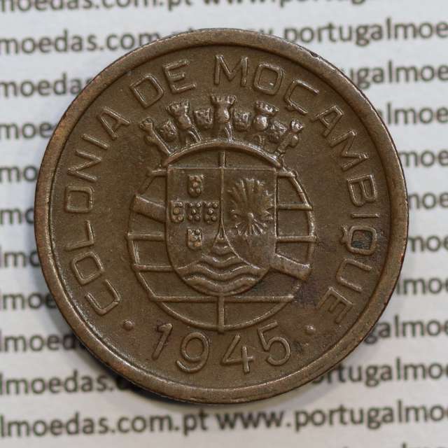 Moçambique 50 centavos 1945 Bronze, "$50" centavos bronze1945, (MBC+) Ex-Colónia Moçambique, World Coins Mozambique KM 73