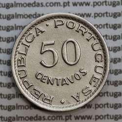 Moçambique 50 centavos 1951 alpaca, "$50" centavos alpaca1951, (Bela) Ex-Colónia Moçambique, World Coins Mozambique KM 76