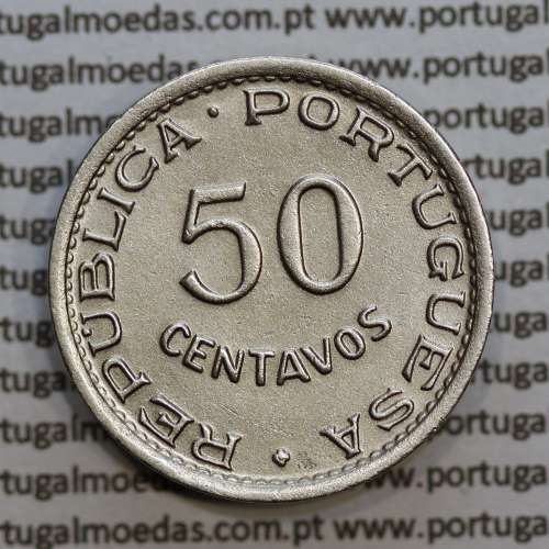 Moçambique 50 centavos 1951 alpaca, "$50" centavos alpaca1951, (Bela) Ex-Colónia Moçambique, World Coins Mozambique KM 76