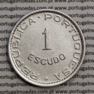 Moçambique 1 Escudo 1951 alpaca, "1$00" escudo alpaca 1951, (MBC+) Ex-Colónia Moçambique, World Coins Mozambique KM 77