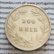 200 réis 1875 prata D. Luis I, data emendada 5/4, aproveitamento do cunho ano 1874 para cunhar ano 1875, dois tostões prata 1875