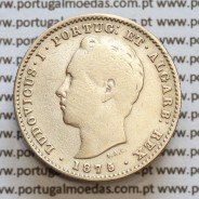 200 réis 1875 prata D. Luis I, data emendada 5/4, aproveitamento do cunho ano 1874 para cunhar ano 1875, dois tostões prata 1875