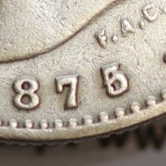 200 réis 1875 prata D. Luis I, data emendada 5/4, aproveitamento do cunho ano 1874 para cunhar ano 1875, dois tostões prata 1875