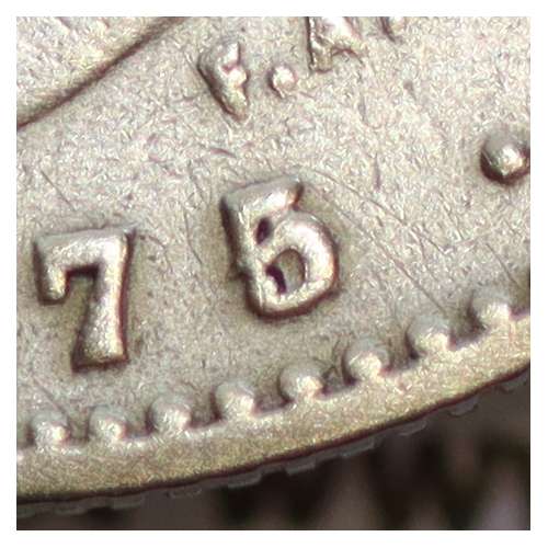200 réis 1875 prata D. Luis I, data emendada 5/4, aproveitamento do cunho ano 1874 para cunhar ano 1875, dois tostões prata 1875