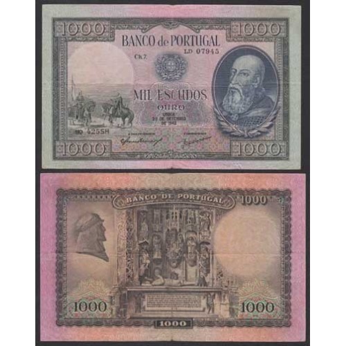 PORTUGAL - NOTA DE 1000 ESCUDOS - 1000$00 1942 D. AFONSO HENRIQUES Ch. 7 ( CIRCULADA )