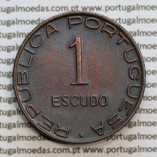 Moçambique 1 Escudo 1945 bronze, 1$00 escudo bronze 1945, (MBC+/Bela) Ex-Colónia Moçambique, World Coins Mozambique KM 74