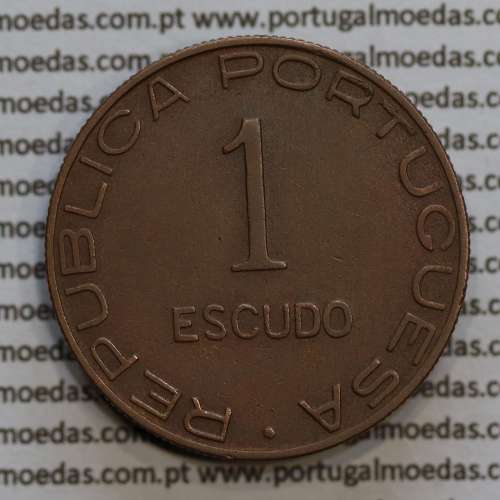 Moçambique 1 Escudo 1945 bronze, 1$00 escudo bronze 1945, (MBC+) Ex-Colónia Moçambique, World Coins Mozambique KM 74