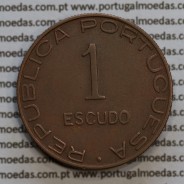 Moçambique 1 Escudo 1945 bronze, 1$00 escudo bronze 1945, (MBC+) Ex-Colónia Moçambique, World Coins Mozambique KM 74