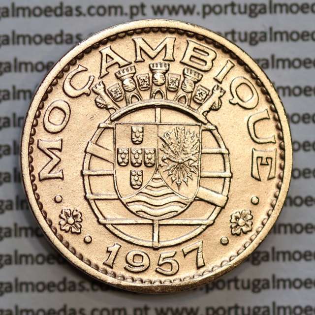 Moçambique 1 escudo 1957 bronze, 1$00 escudo bronze 1957 Moçambique, (MBC+), Ex-Colónia Portuguesa, World Coins Mozambique KM82