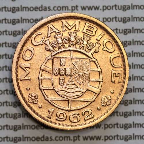 Moçambique 1 escudo 1962 bronze, 1$00 escudo bronze 1962 Moçambique, (MBC+), Ex-Colónia Portuguesa, World Coins Mozambique KM82