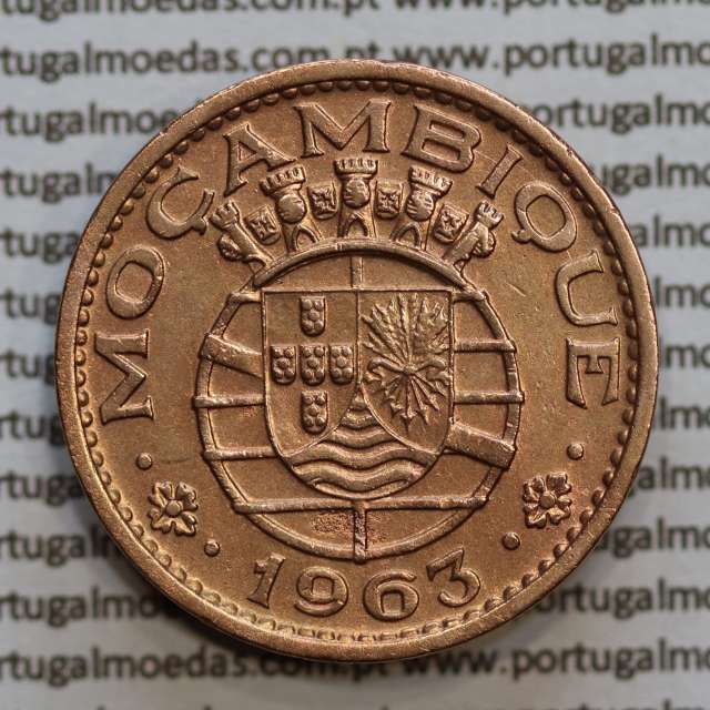 Moçambique 1 escudo 1963 bronze, 1$00 escudo bronze 1963 Moçambique, (MBC+), Ex-Colónia Portuguesa, World Coins Mozambique KM82