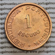 Moçambique 1 escudo 1963 bronze, 1$00 escudo bronze 1963 Moçambique, (MBC+), Ex-Colónia Portuguesa, World Coins Mozambique KM82