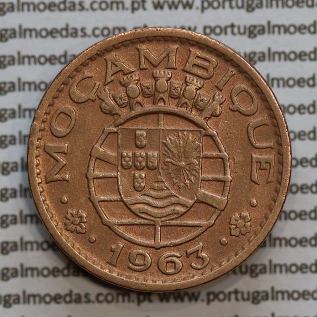 Moçambique 1 escudo 1963 bronze, 1$00 escudo bronze 1963 Moçambique, (MBC+), Ex-Colónia Portuguesa, World Coins Mozambique KM82
