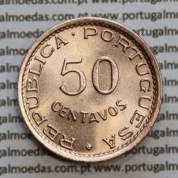 Mozambique, bronze coin of 50 centavos 1973 of Former Portuguese Colony of Mozambique, (AU/UNC), World Coins Mozambique KM 89